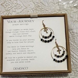 Demdaco Gold and Black Hoop Earrings